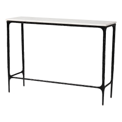 Baxton Studio Edsel Marble Console Table - Modern Rustic Accent Table with Hand-Forged Metal Frame for Living Room or Entryway, Rectangle